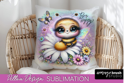 Bee Pillow Cover - Summer Pillow Sublimation - Bee Quote