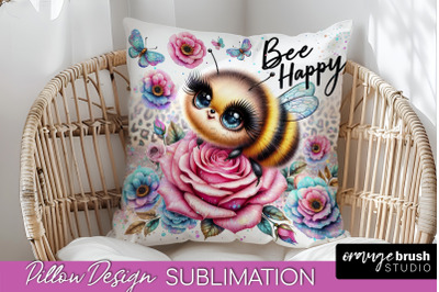 Bee Pillow Cover - Summer Pillow Sublimation - Bee Quote