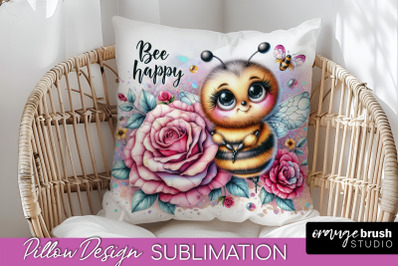 Bee Pillow Cover - Summer Pillow Sublimation - Bee Quote