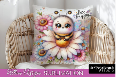 Bee Pillow Cover - Summer Pillow Sublimation - Bee Quote