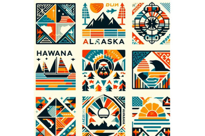 Alaska, Hawaii retro state facts lugg