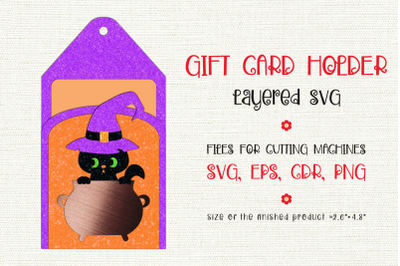 Witch Cat | Halloween Gift Card Holder | Paper Craft Template