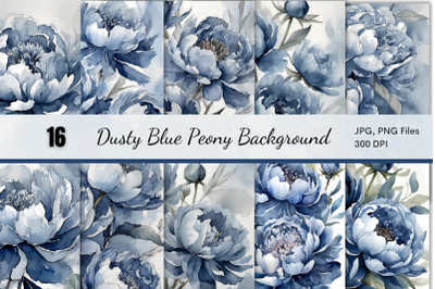 Dusty Blue Peony Floral Background