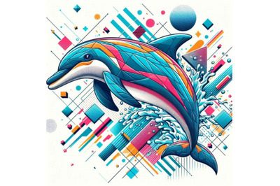 Funny dolphin with  splash textured