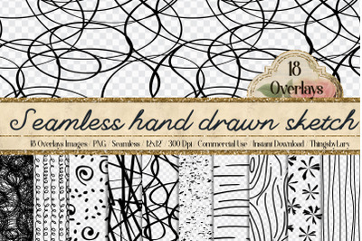 18 Seamless Hand Drawn Scribble Overlay Pattern PNG