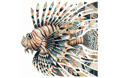 Lionfish  painting white background