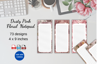 Dusty Pink Floral Notepad Printable Template