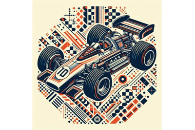 Retro race car, vintage vector symbo