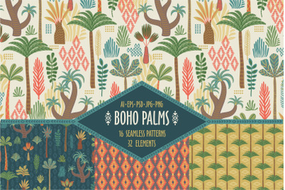 Boho Palms. Patterns &amp; Elements