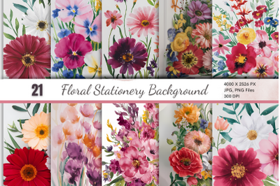 Floral Stationery Background  DPI  PNG JPG 300