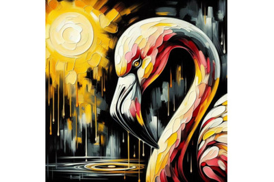 Flamingo abstract art brut animal c