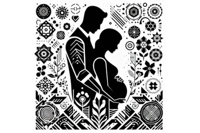 Silhouette of pregnant woman with a