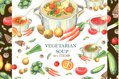 Watercolor Vegetarian Soup clipart