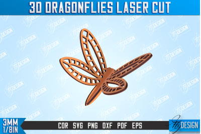 3D Dragonfly | Summer Design | Decorative Dragonfly | CNC File