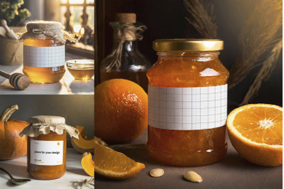 Homemade Jelly Jars Labels Mockups