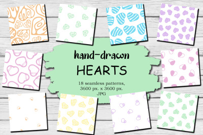 18 Heart Valentine Digital Papers JPG