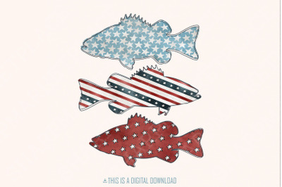 Bass Fish PNG&2C; US Flag Bass Fish&2C; USA Patriotic Fishing Png&2C; Boys Patriotic Sublimation&2C; 4th of July&2C; Memorial Day&2C; American Flag&2C; Vintage