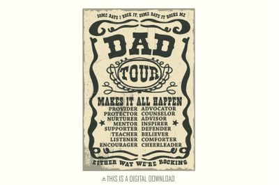 Fatherhood Tour PNG, Whiskey Dad Shirt Design, Happy Fathers Day, Vintage Label, Dad Quotes, Printable, Sublimation File, Digital Download