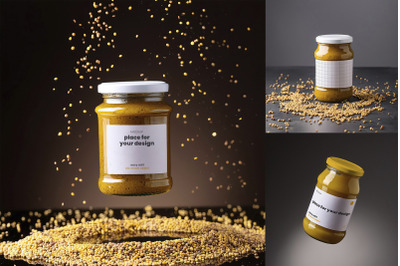 Mustard Jars Labels Mockups