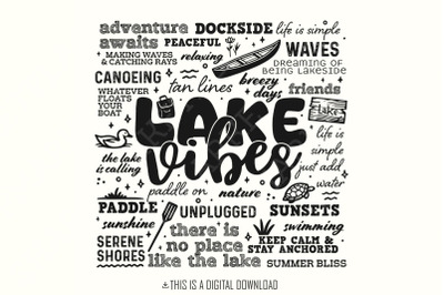 Lake Life Summer Subway Art PNG Digital Download, Summer Vibes, Beach, Hello Summer, Lake Day Sublimation Design, DTG Transfer