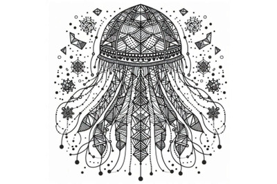 Jellyfish line art style. Hand draw