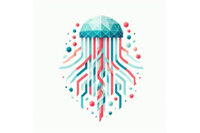 solated cute jellyfish Paper art l