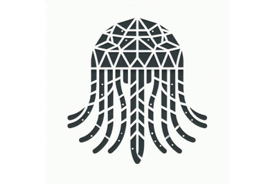 Paper cut Jellyfish icon isolated