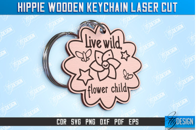 Hippie Wooden Keychain | Hippie Style | Retro Vibes | CNC File