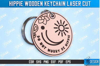 Hippie Wooden Keychain | Hippie Style | Retro Vibes | CNC File