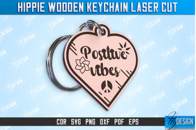 Hippie Wooden Keychain | Hippie Style | Retro Vibes | CNC File