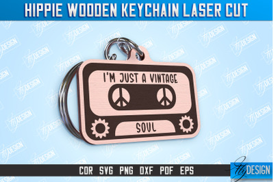 Hippie Wooden Keychain | Hippie Style | Retro Vibes | CNC File