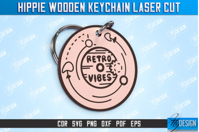 Hippie Wooden Keychain | Hippie Style | Retro Vibes | CNC File