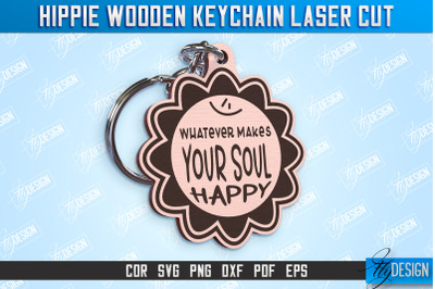 Hippie Wooden Keychain | Hippie Style | Retro Vibes | CNC File