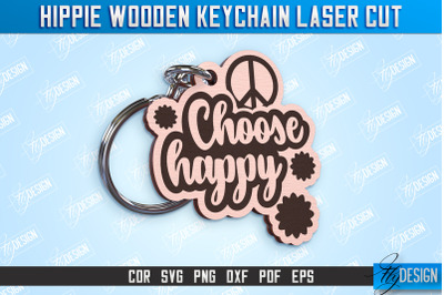 Hippie Wooden Keychain | Hippie Style | Retro Vibes | CNC File