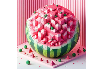 watermelon, pink background 3D