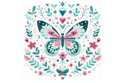 cute butterfly decorated with fl