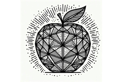 apple fruit isolated  in line art st