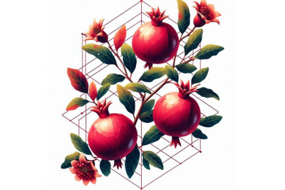 Pomegranates on a branch with