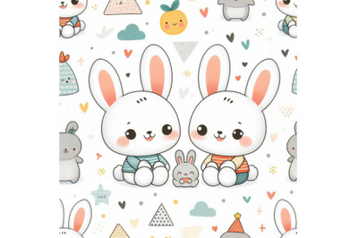 Cute cartoon couple rabbit