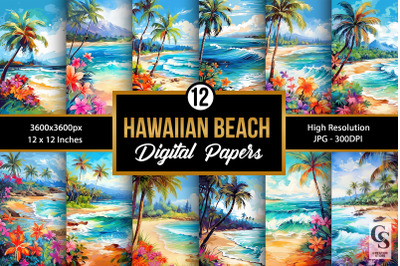 Hawaiian Tropical Beach Painting Backgrounds