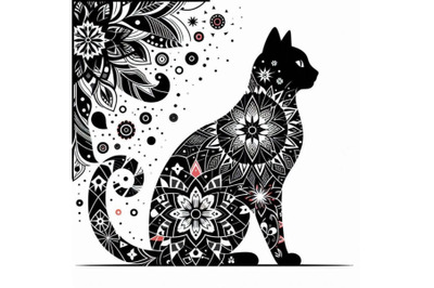 beautiful black cat silhouette wit