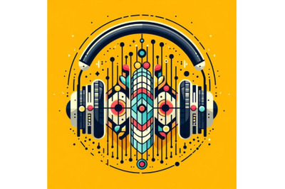 Headphones icon with sound wave beats