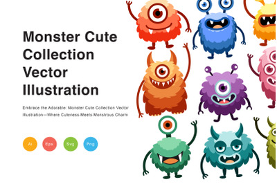 Monster Cute Collection Vector Illustration