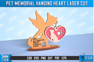 Pet Memorial Hanging Heart | Home Pets Memorial | Angel Wings | CNC