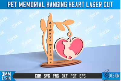 Pet Memorial Hanging Heart | Home Pets Memorial | Angel Wings | CNC