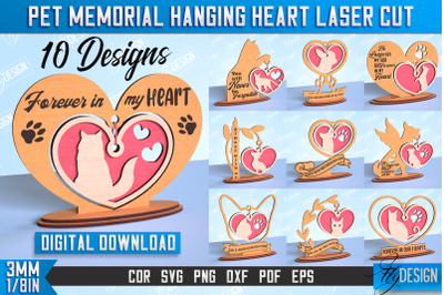 Pet Memorial Hanging Heart Laser Cut Design Bundle | CNC File