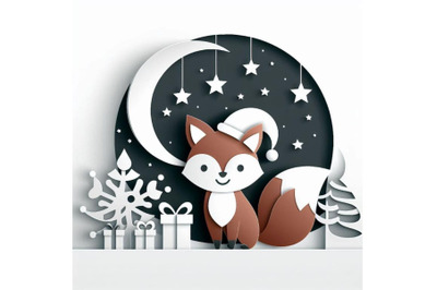 Vector cute christmas paper cut