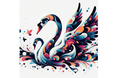 Digital art Abstract colorful swan