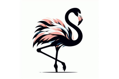 Flamingo abstract art brut animal characte