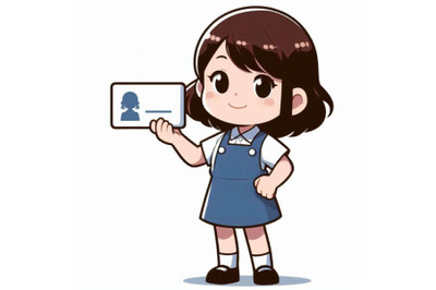 Cartoon kid holding a blank business card